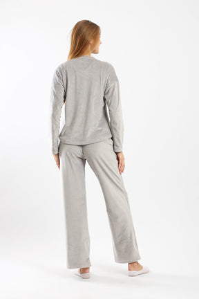 Fleece Solid Pyjama Set