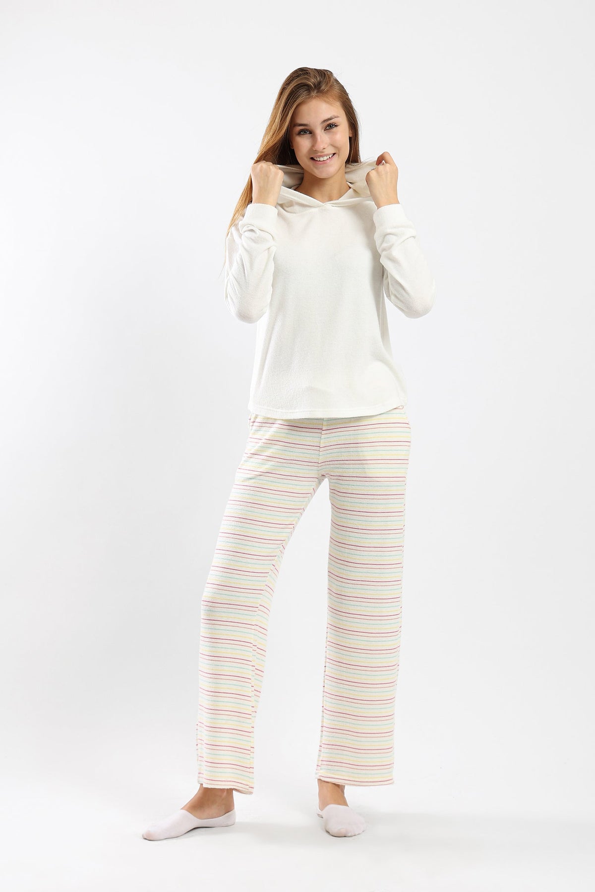 Pyjama Set with Striped Pants