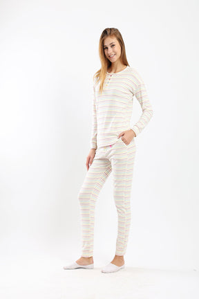 Pyjama Set with Colored Stripes