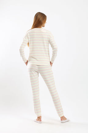 Pyjama Set with Colored Stripes