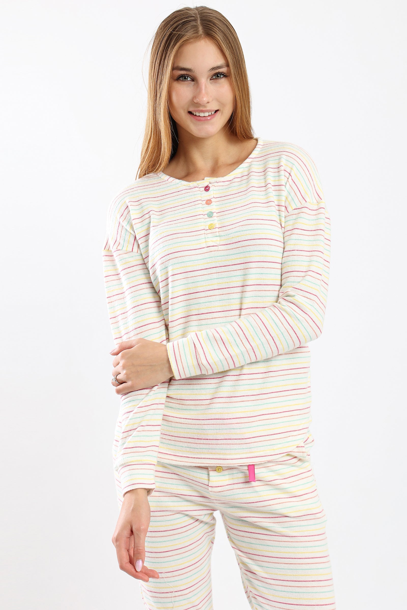 Pyjama Set with Colored Stripes