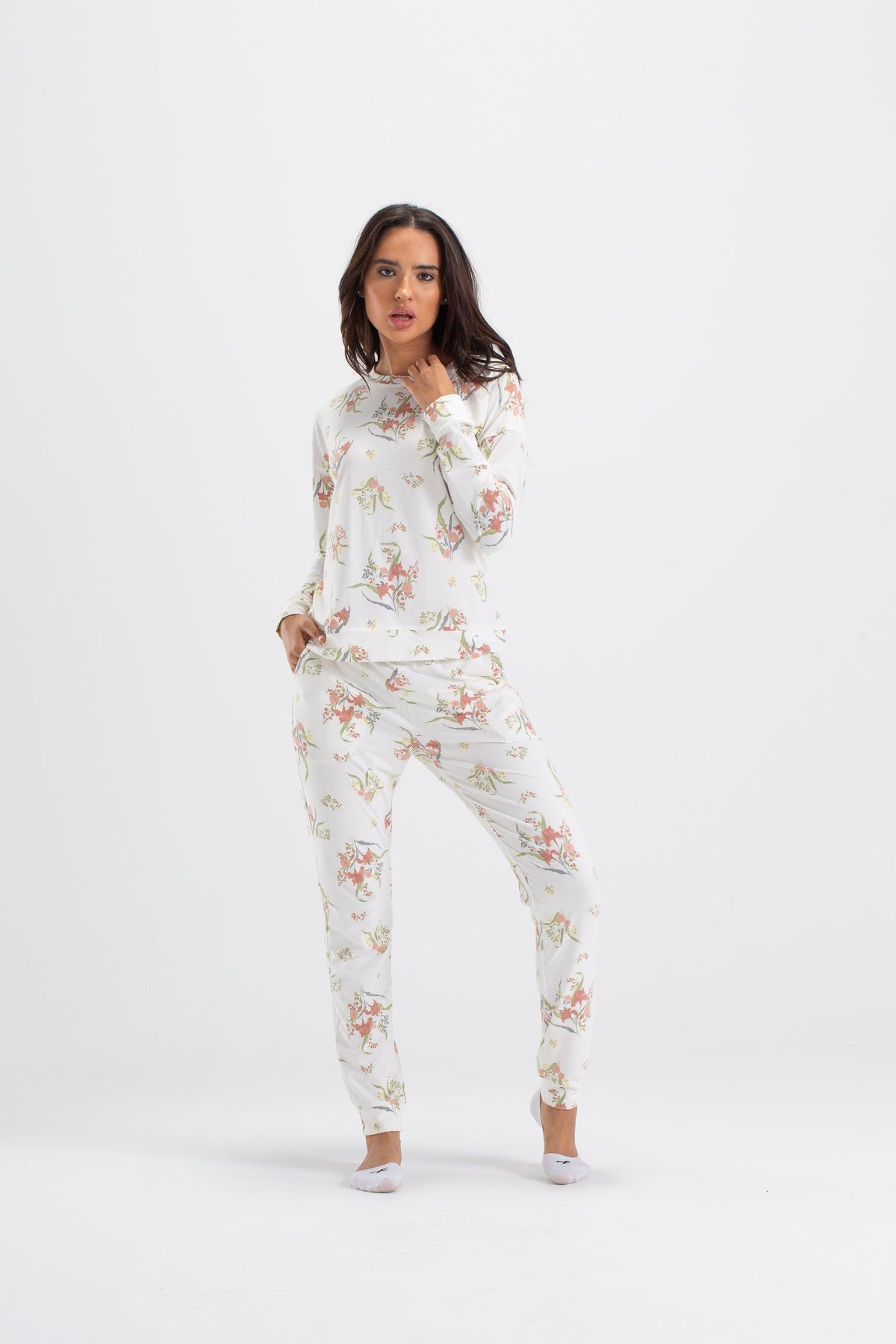 All Over Floral Print Pyjama Set - Carina - كارينا