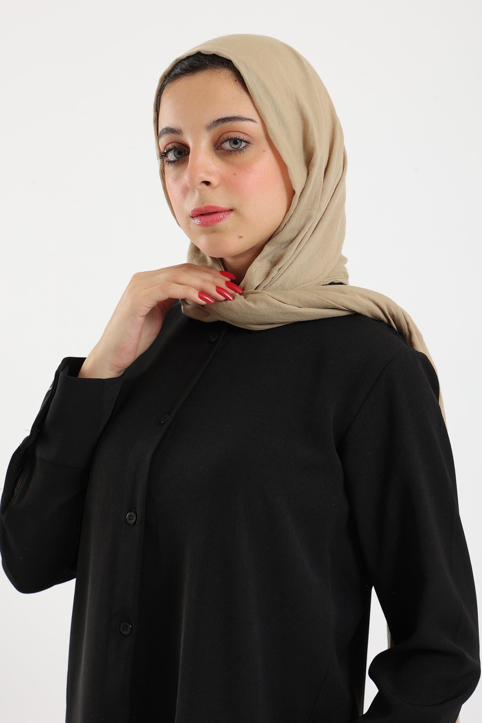 Black Cotton Shirt Dress - Carina - كارينا