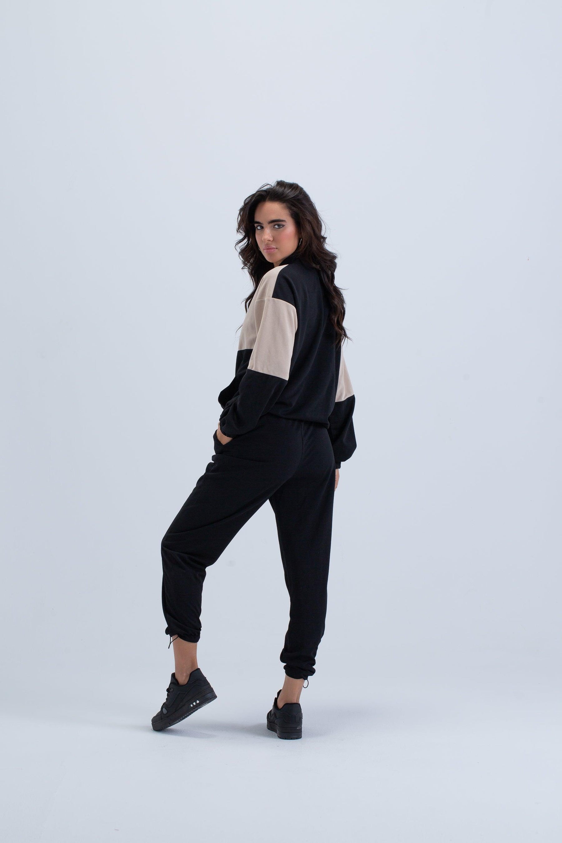 Black Piping Lounge Pants - Carina - كارينا