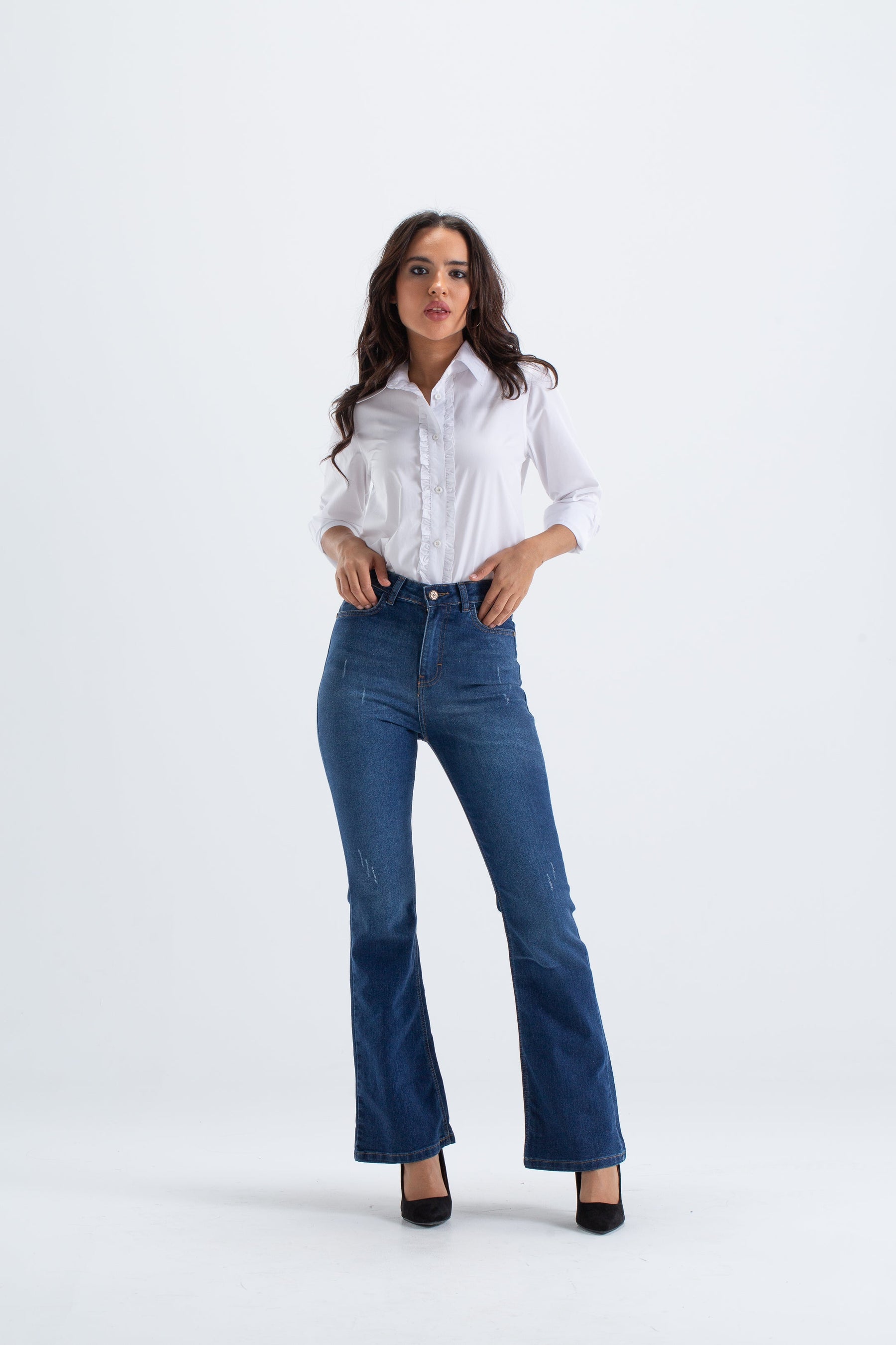 Classic Shirt with Front Ruffles