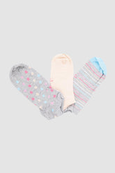 Cotton Ankle Socks - 3 Pairs - Carina - كارينا