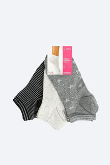 Cotton Ankle Socks - 3 Pairs - Carina - كارينا