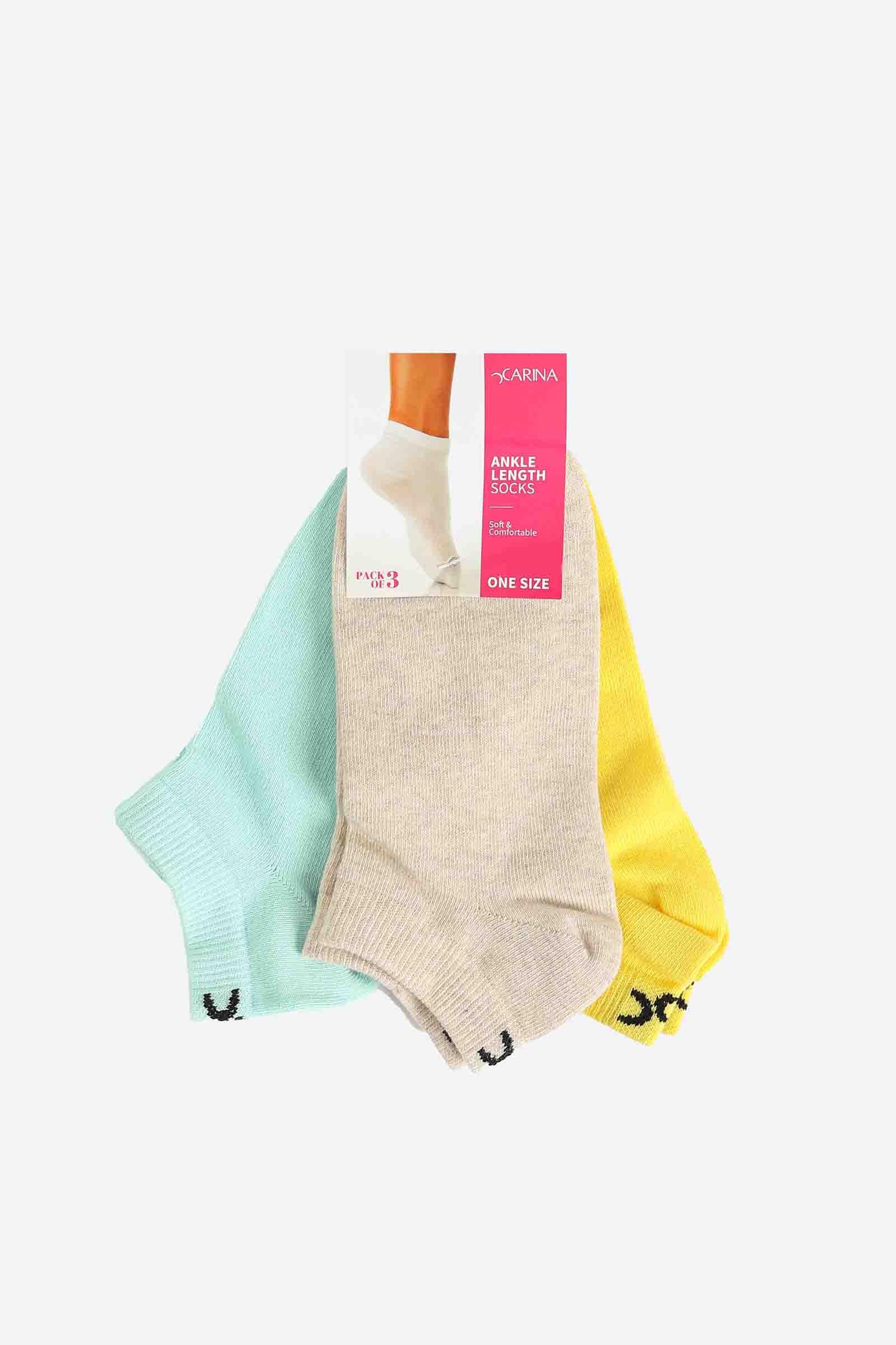 Cotton Socks - 3 Pairs - Carina - كارينا