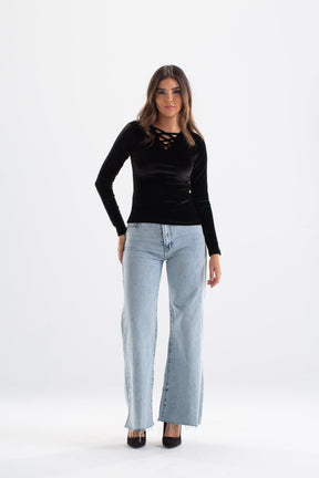 Criss Cross V-Neck Top - Carina - كارينا