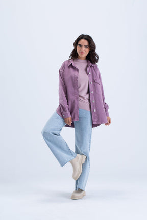 Curved Hem Denim Shirt - Carina - كارينا