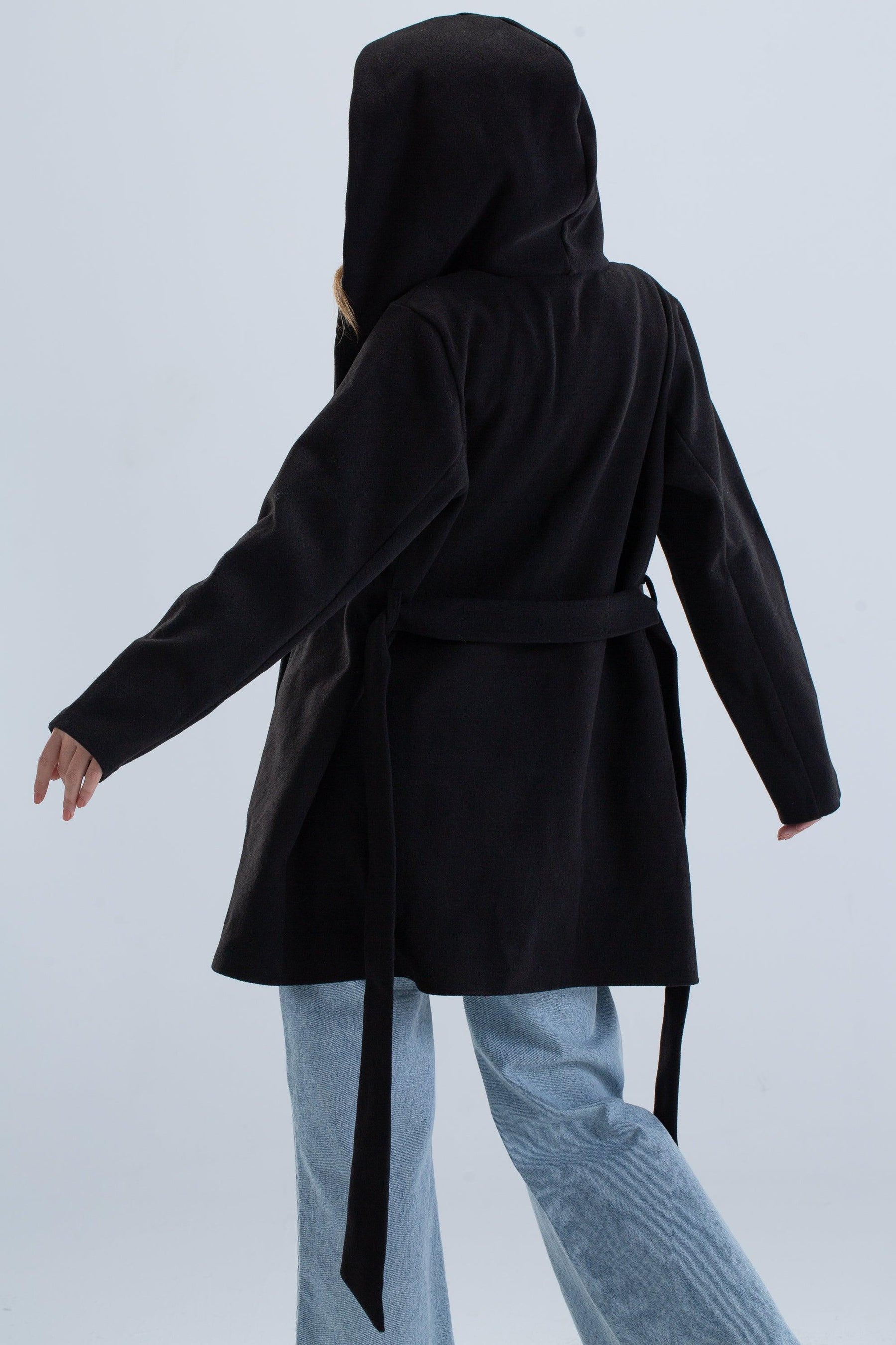 Draped Hooded Coat - Carina - كارينا