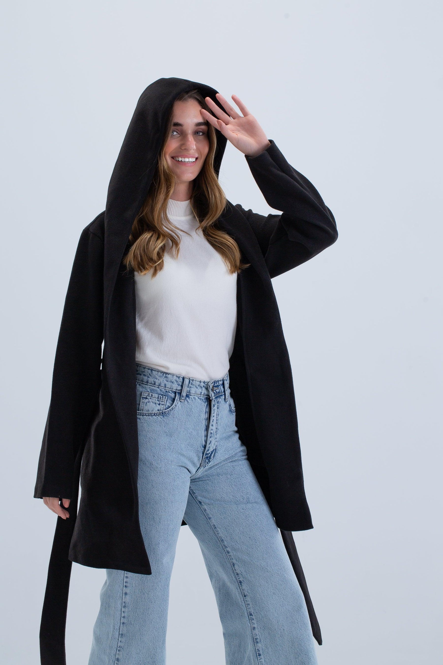 Draped Hooded Coat - Carina - كارينا