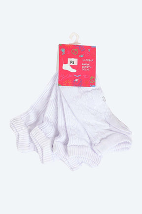 Girly Ankle Length Socks - 5 Pairs - Carina - كارينا