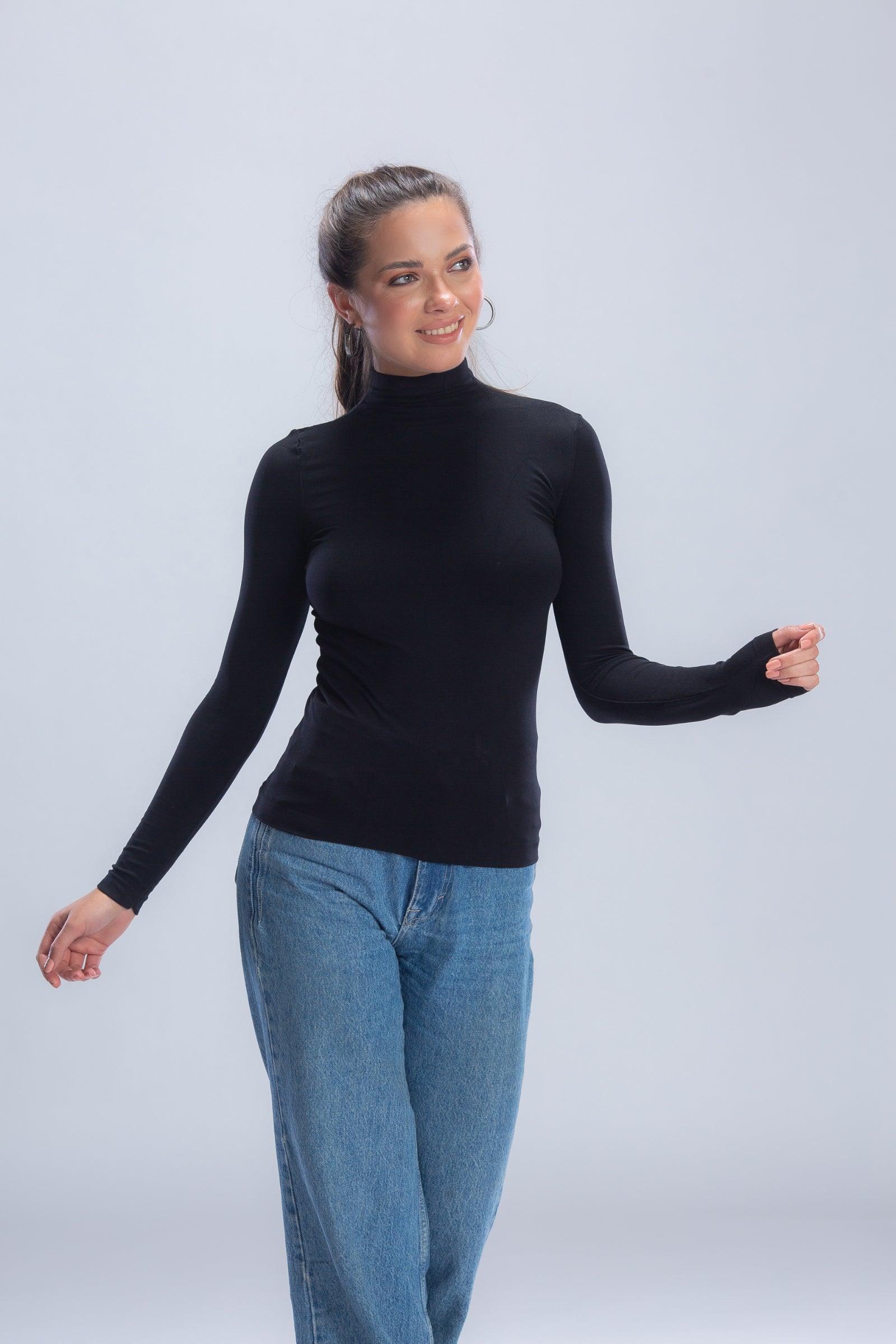 High Neck Long Sleeve Top - Carina - كارينا