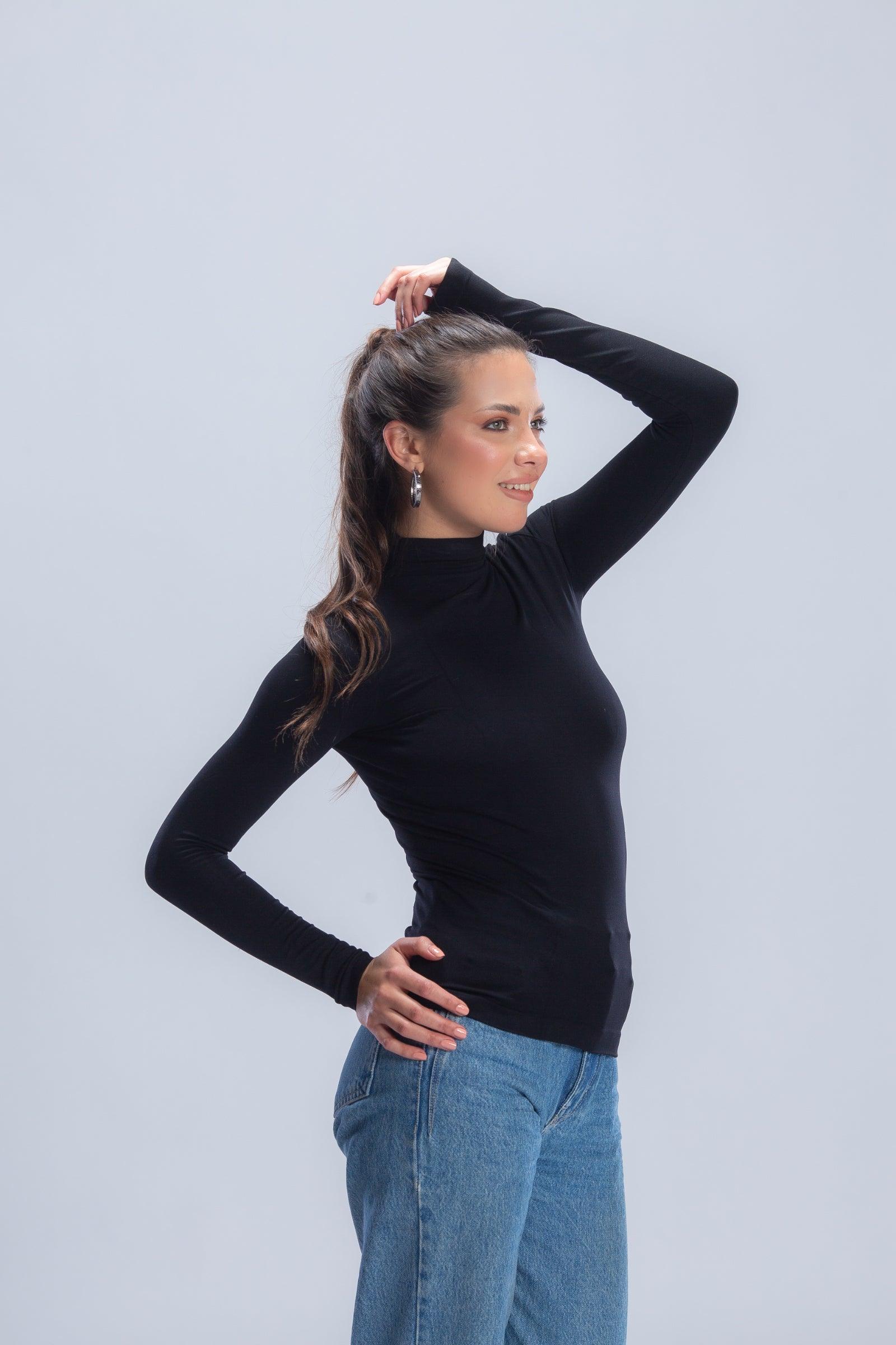 High Neck Long Sleeve Top - Carina - كارينا