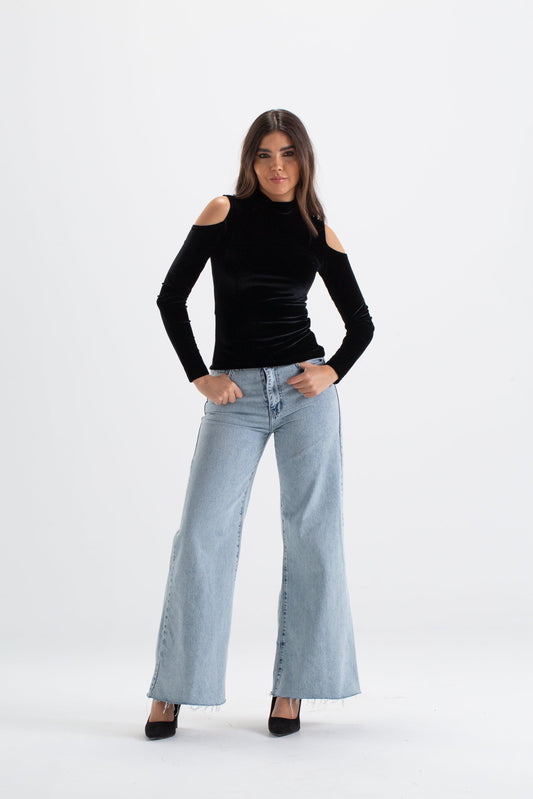 High Neck Shoulder Cut Top - Carina - كارينا