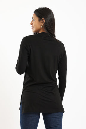 Mock Neck Black Top - Carina - كارينا