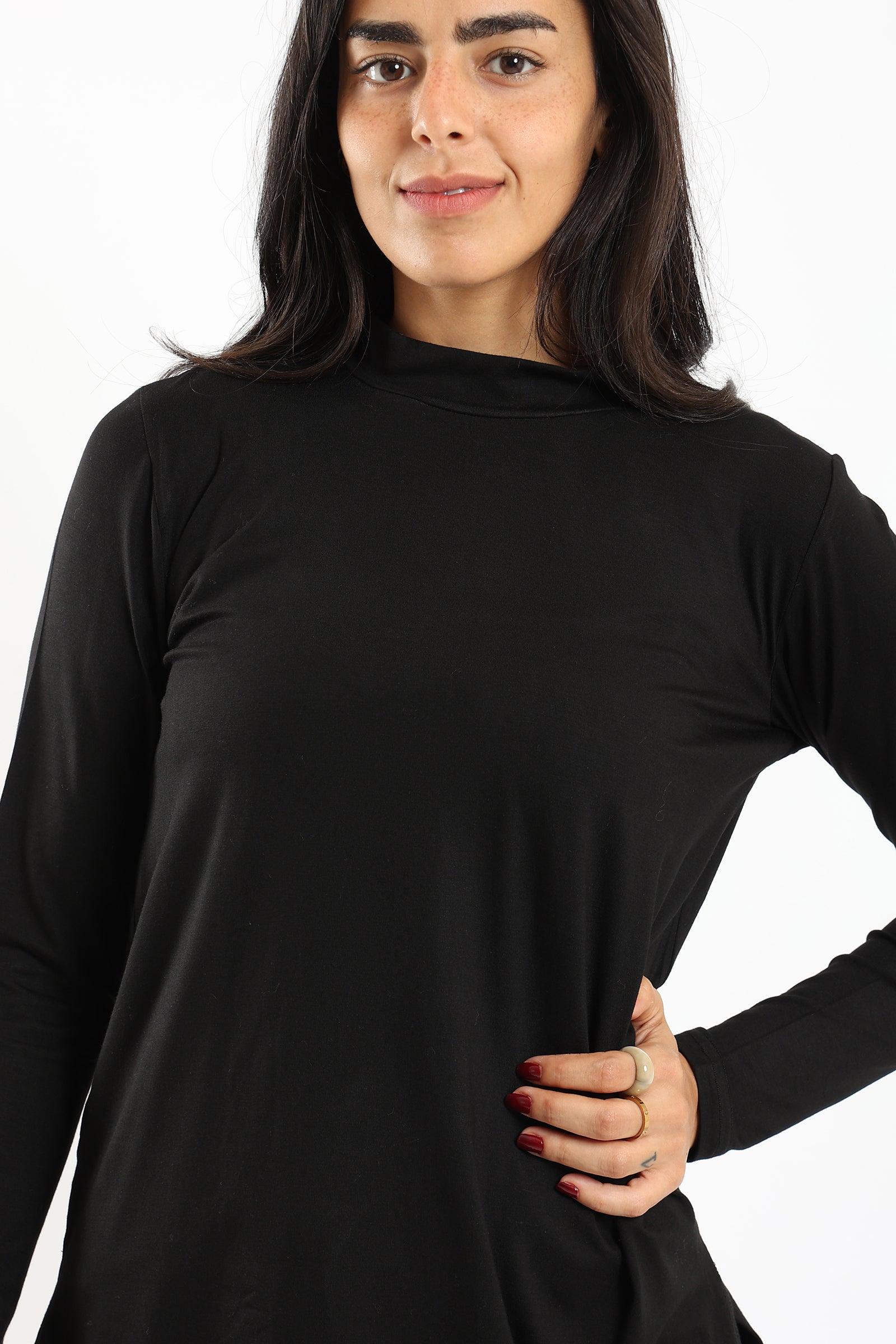 Mock Neck Black Top - Carina - كارينا