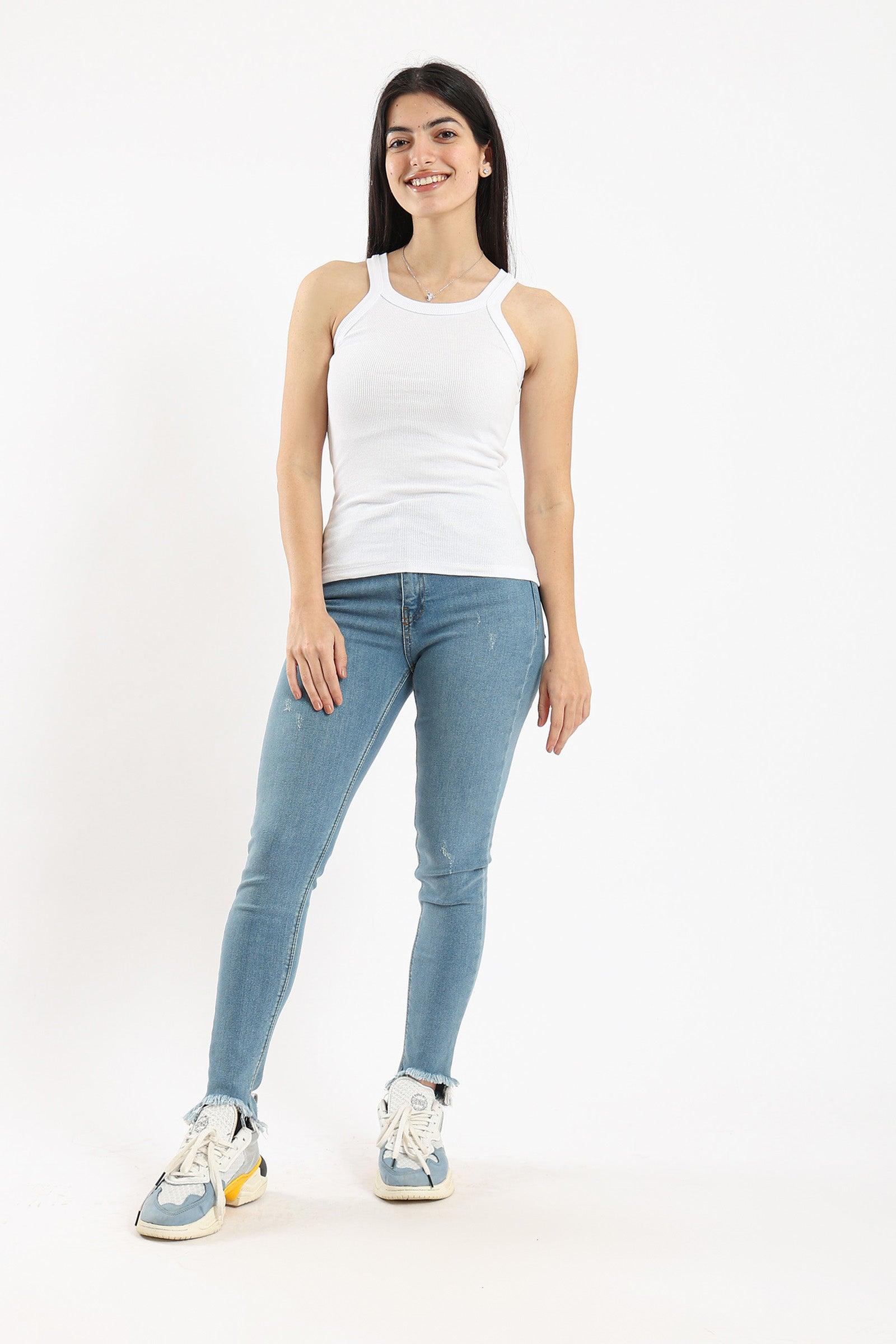 Narrow Cut Ribbed Tank Top - Carina - كارينا