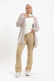 Open Neckline Printed Cardigan - Carina - كارينا