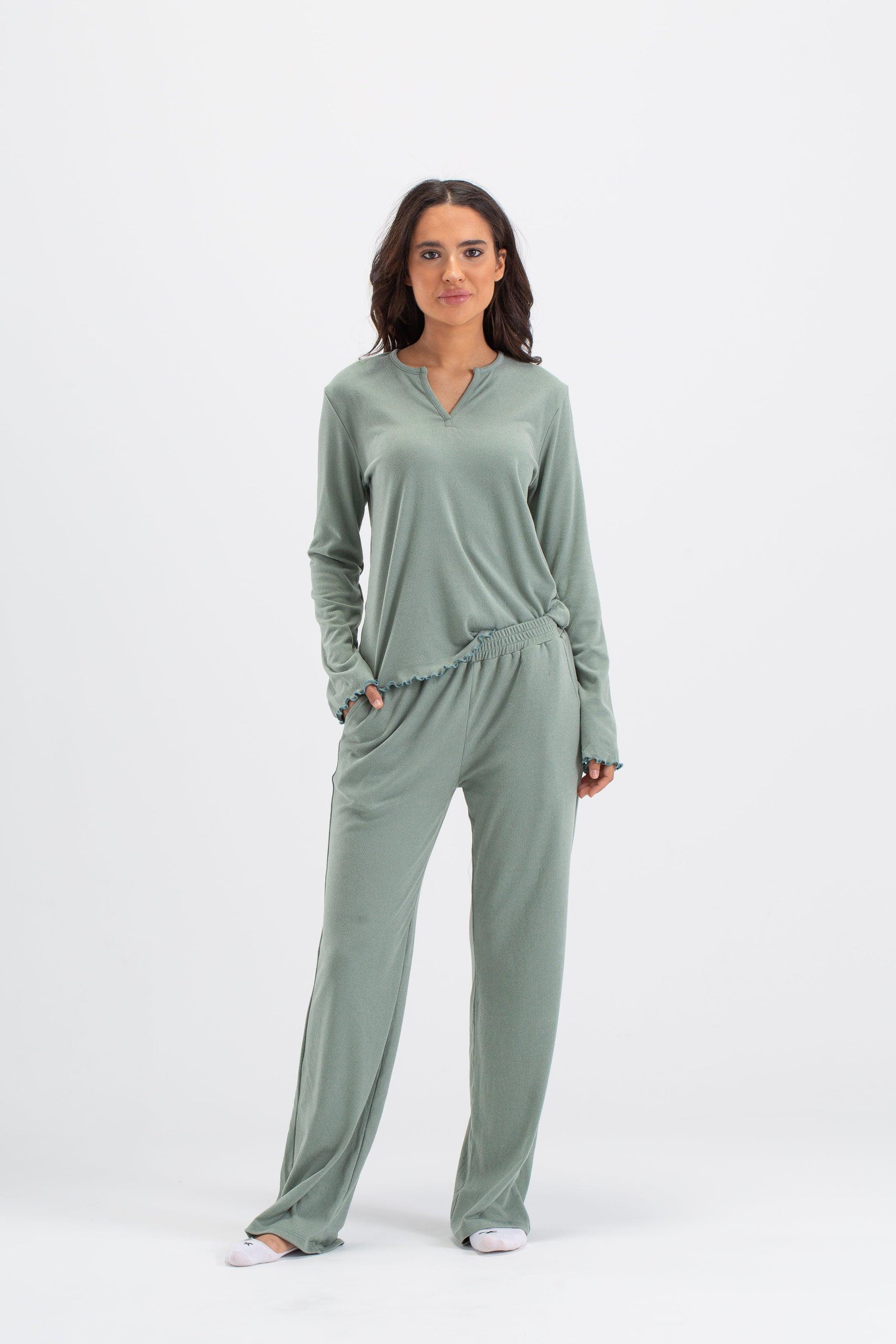 Pyjama Set with Ruffled Ending - Carina - كارينا