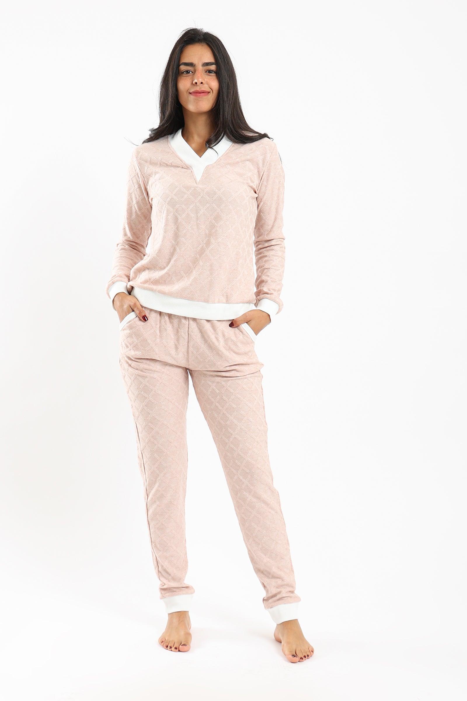 Pyjama Set with White Ribbed Edges - Carina - كارينا