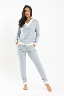 Pyjama Set with White Ribbed Edges - Carina - كارينا