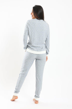 Pyjama Set with White Ribbed Edges - Carina - كارينا