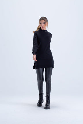 Ribbed Mock Neck Pullover - Carina - كارينا