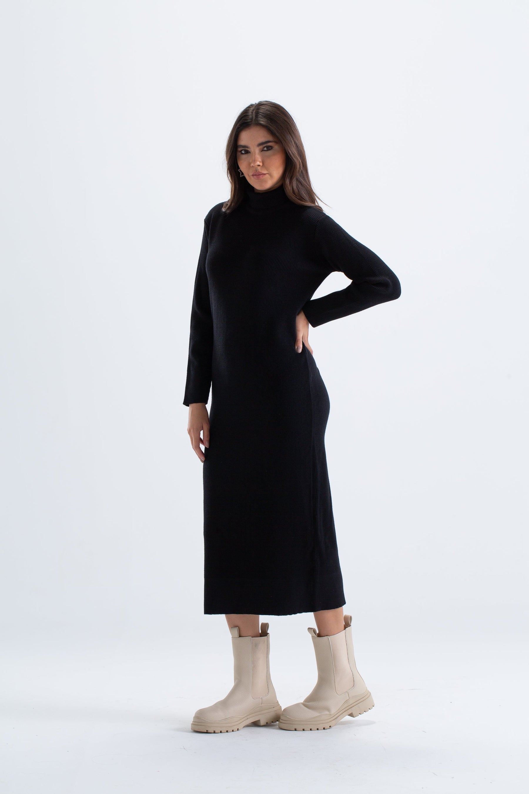 Ribbed Wool Midi Dress