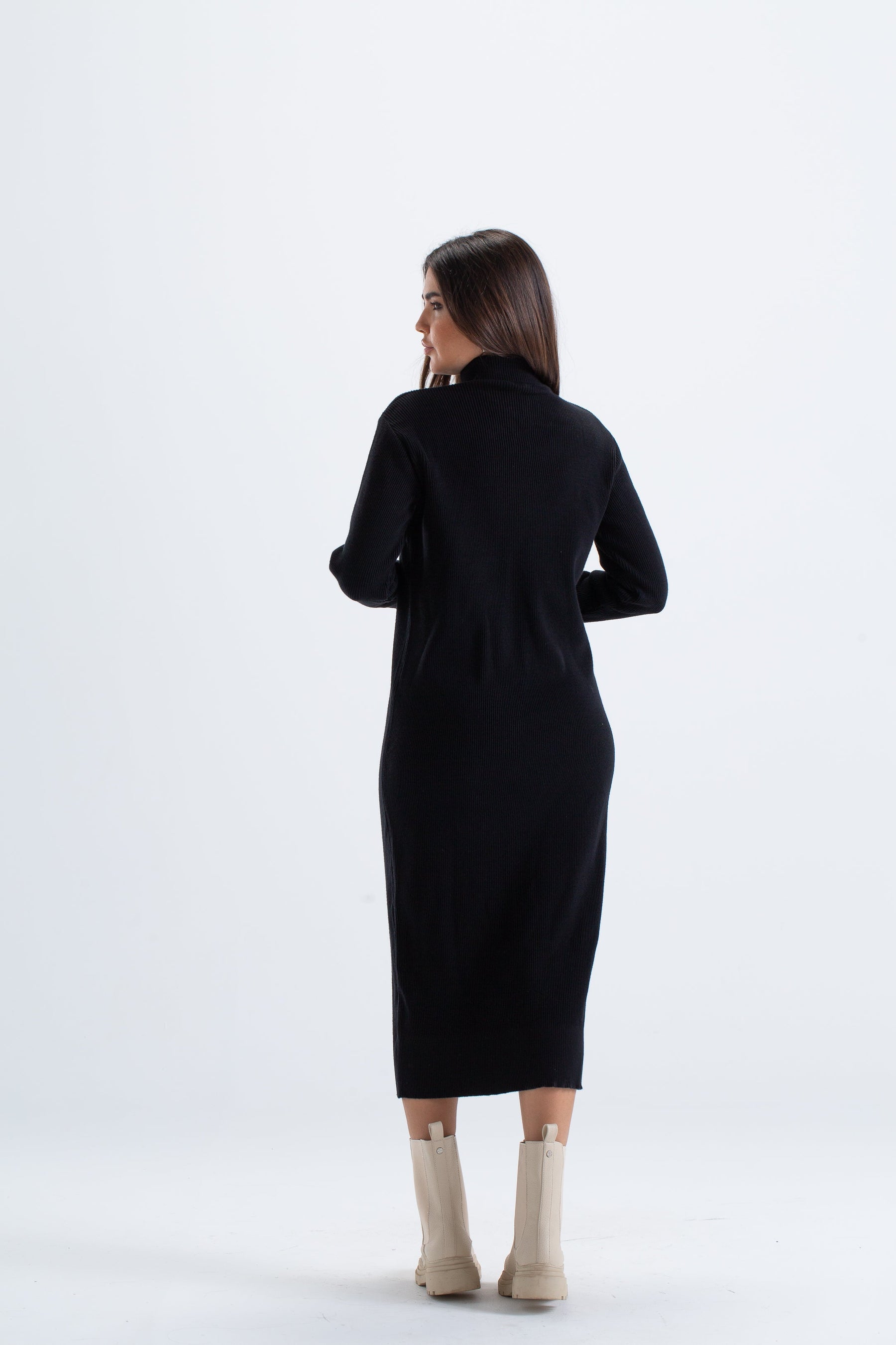 Ribbed Wool Midi Dress