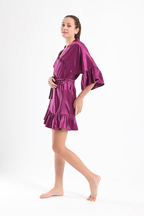 Satin Robe with Ruffle Edges - Carina - كارينا