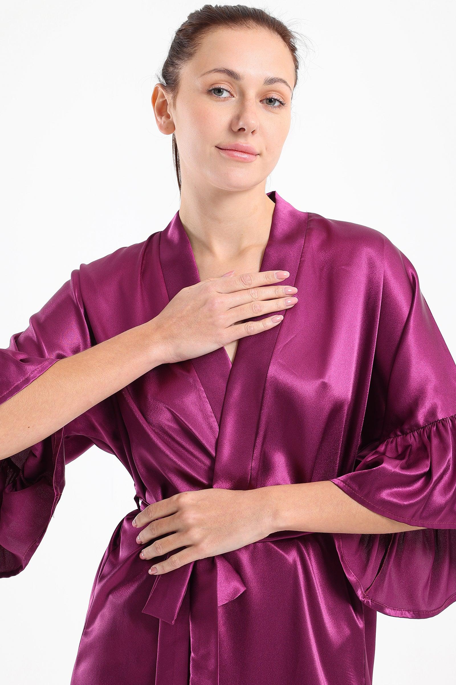 Satin Robe with Ruffle Edges - Carina - كارينا