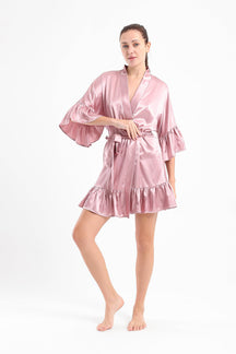 Satin Robe with Ruffle Edges - Carina - كارينا