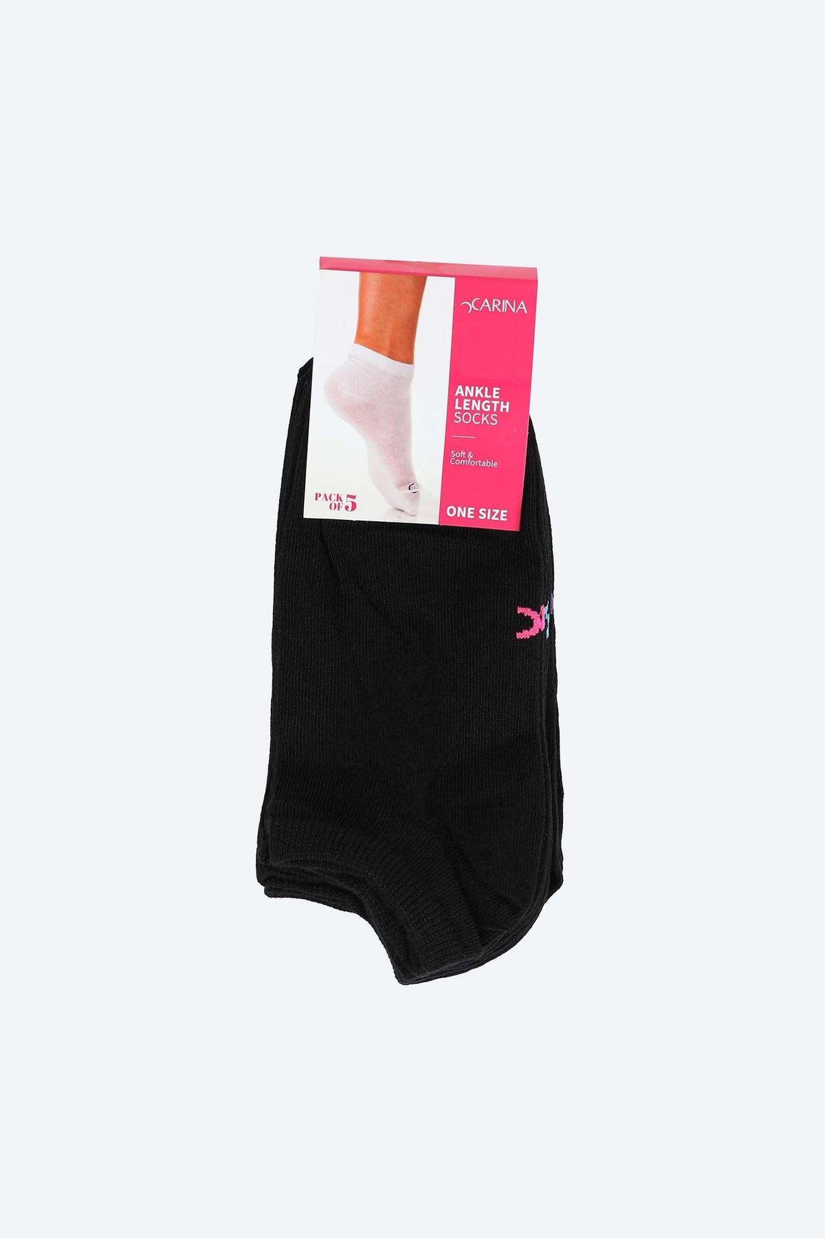 Solid Ankle Length Socks - 5 Pairs - Carina - كارينا