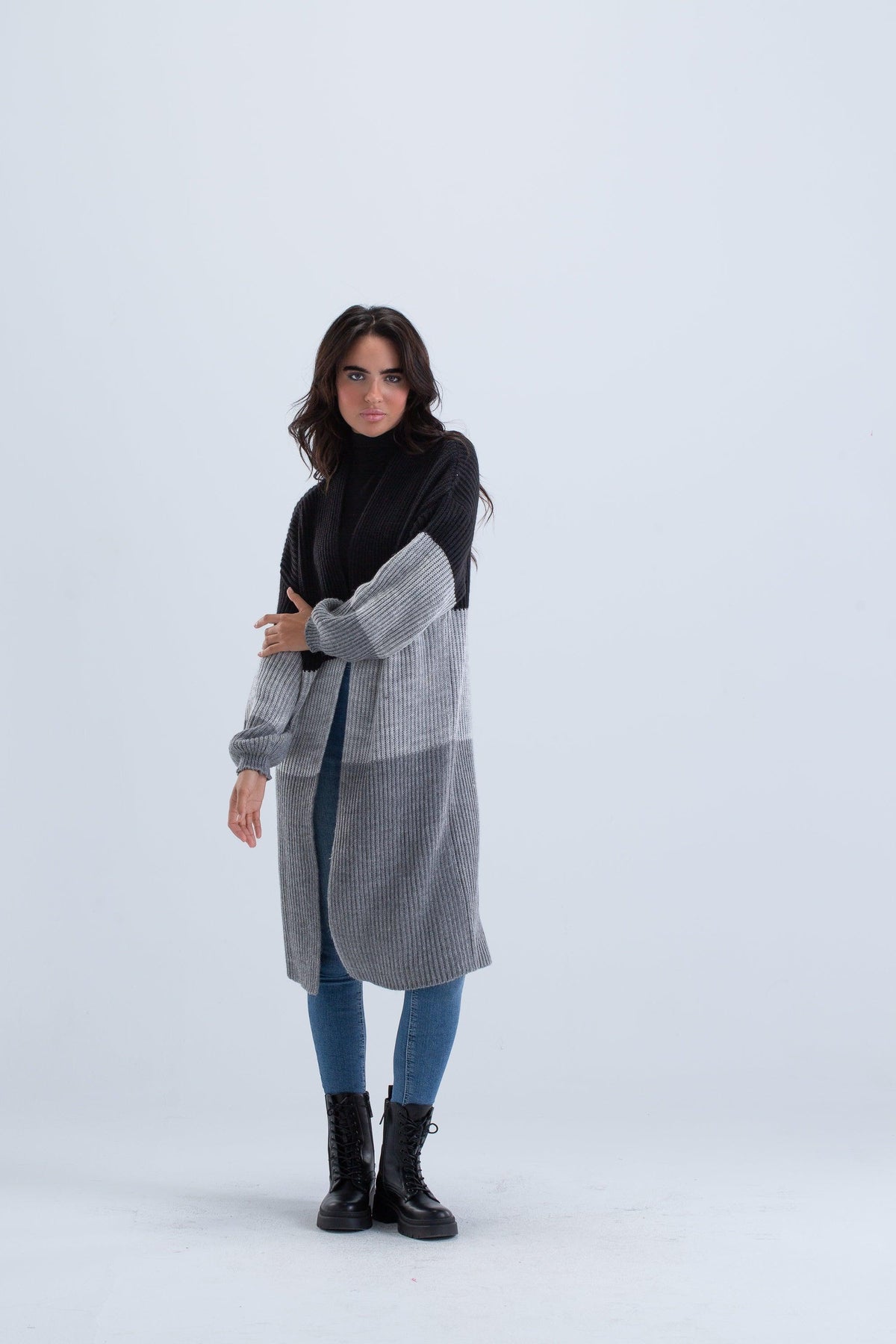 Tritone Ribbed Cardigan - Carina - كارينا