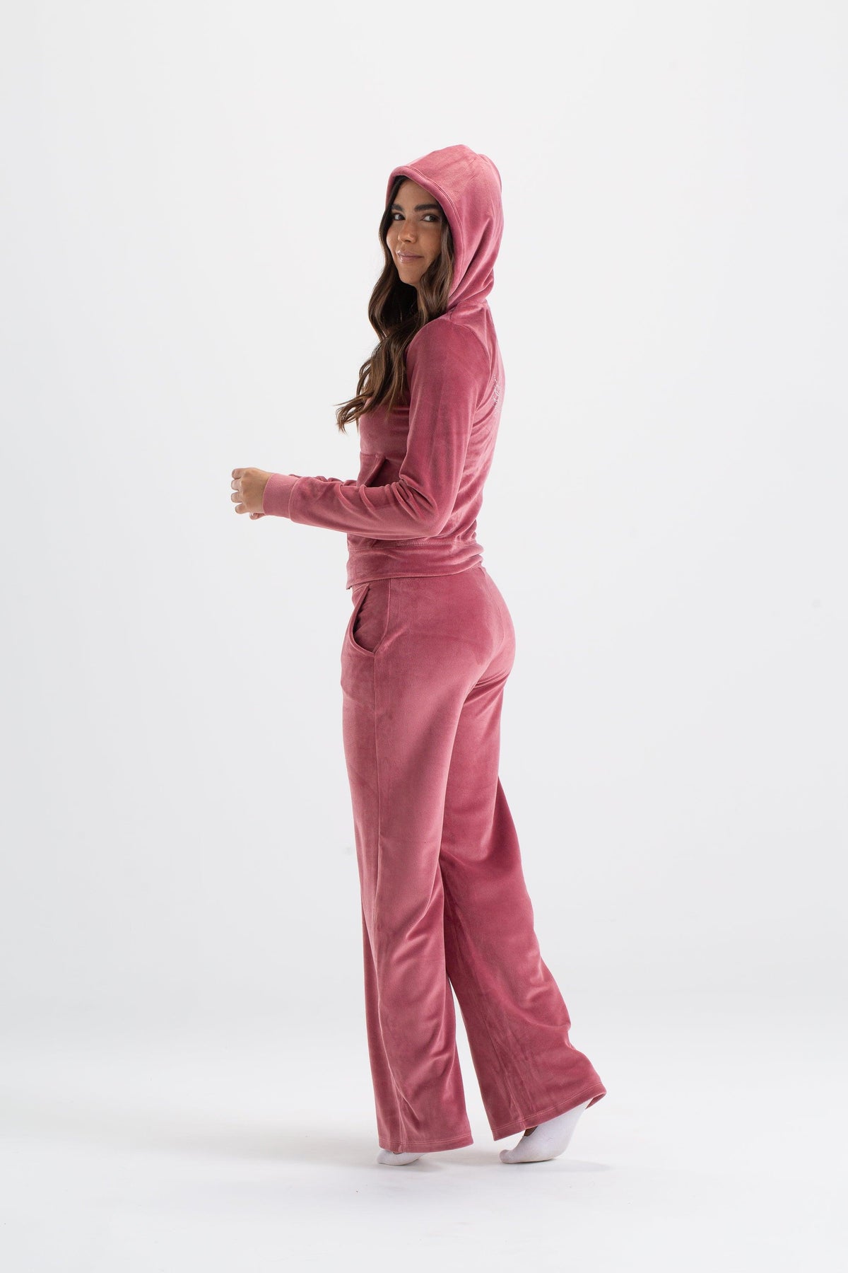 Warm Pink Velvet Pyjama Set - Carina - كارينا