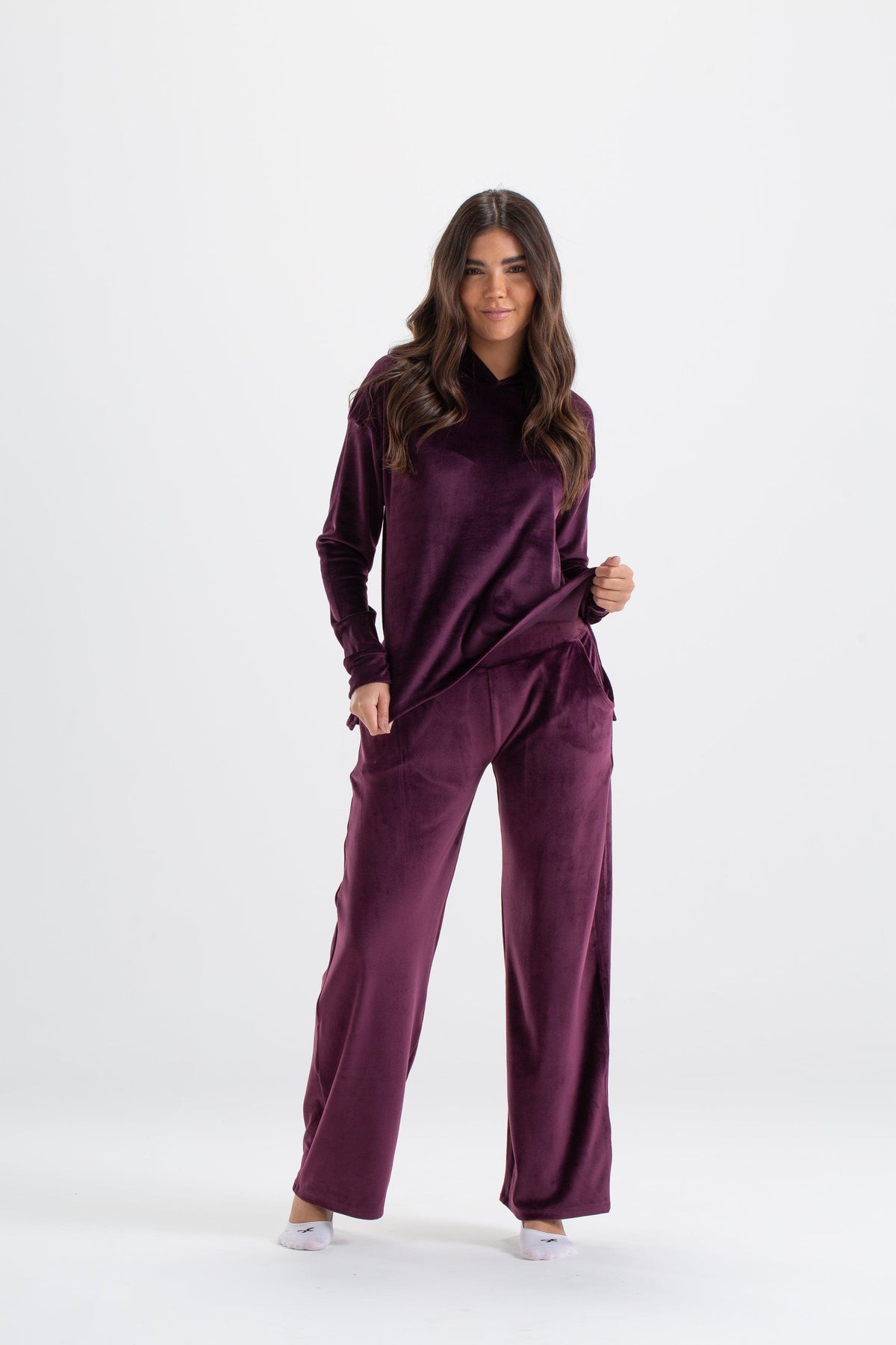 Wine Velvet Pyjama Set - Carina - كارينا