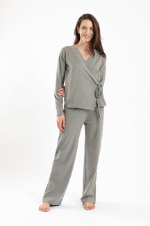 Wrap Front Olive Pyjama Set - Carina - كارينا