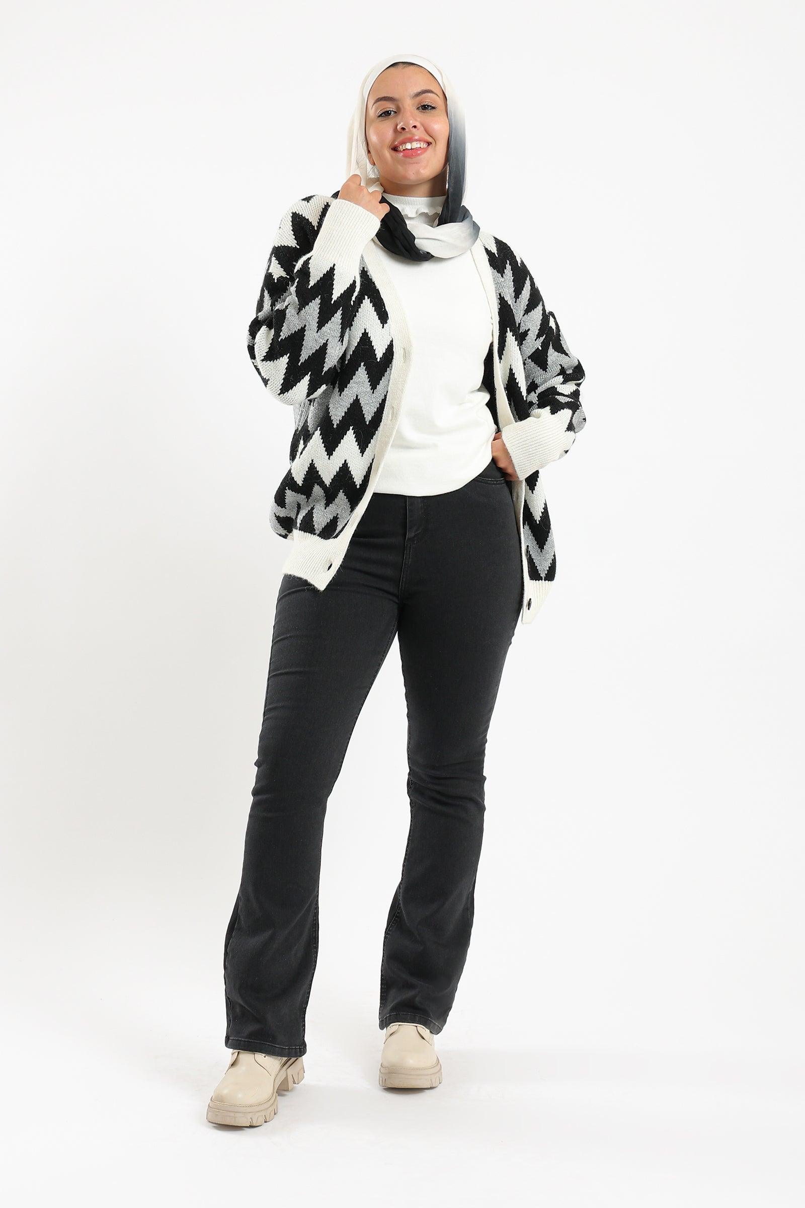 Zigzag Long Sleeves Cardigan